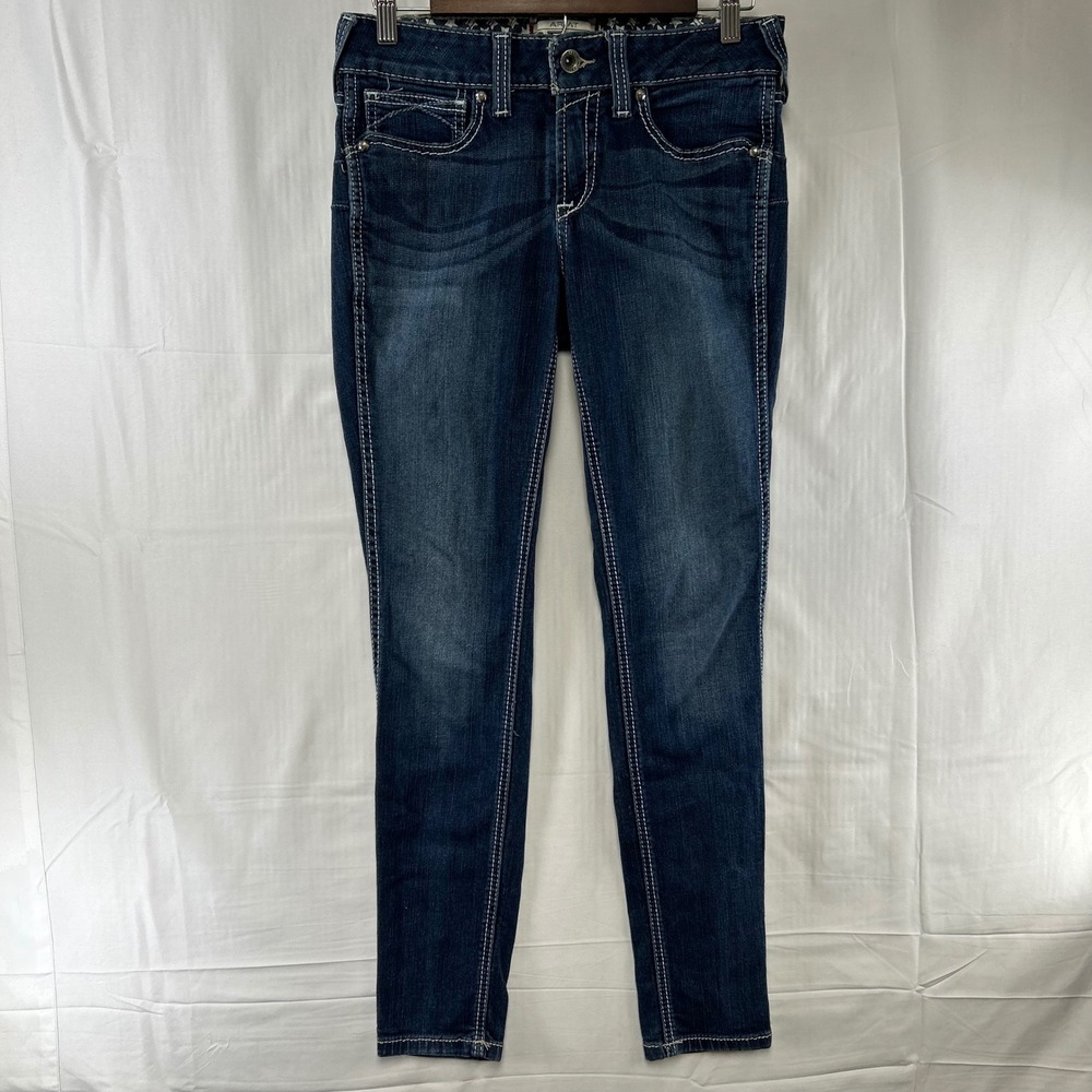 Ariat REAL Denim Jeans Womens 29R Dark Wash Skinny Contrast Stitch 10018357